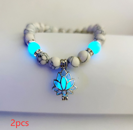 Energy Luminous Lotus Natural Stone Bracelet Yoga Healing Luminous Glow In The Dark Charm Beads Bracelet For Men Women Prayer Buddhism